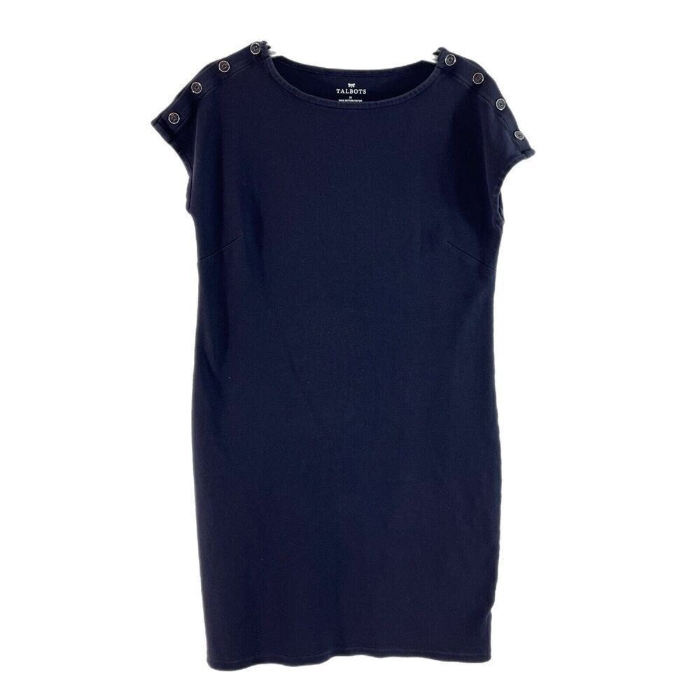 Talbots Dress Womens Medium Black Stretchy T-Shirt Midi 100% Cotton